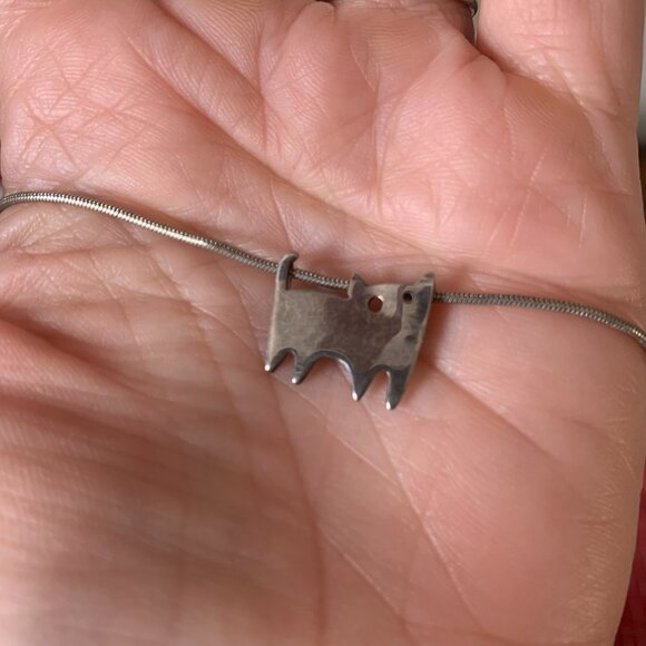 Handmade Cat Necklace 925 Sterling Silver Buenos Aires Coil Chain 16" Approx. - Picture 5 of 7
